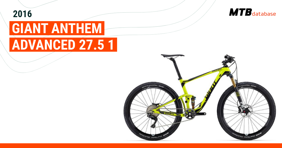 2016 Giant Anthem Advanced 27.5 1 Specs Reviews Images